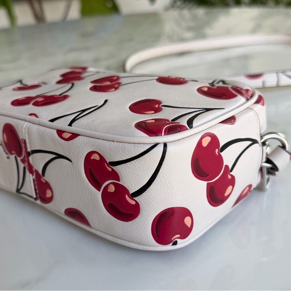 Coach Mini Jamie Camera Bag With Cherry Print Crossbody Chalk Leather CAB04 - Picture 8 of 16